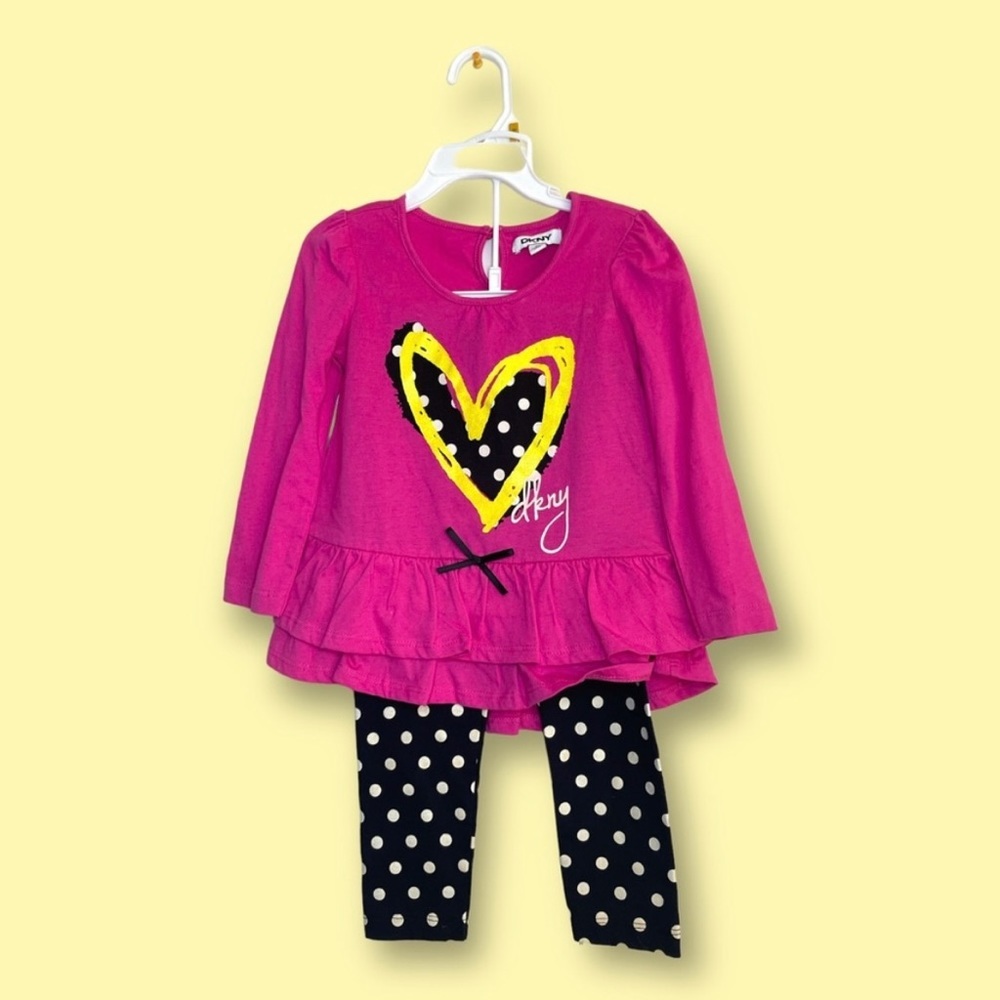 ✨NWT✨ DKNY Two Piece Polka Dot Shirt Dress + Leggings Set | Size: 3T